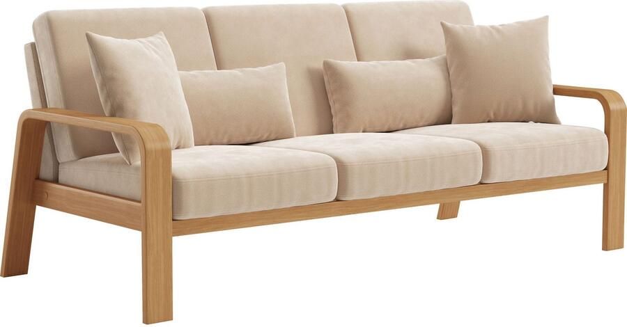 Sit&more 3-zitsbank Kolding Armleuningen van eikenkleurig beukenhout verschillende bekledingen en kleuren - Foto 5