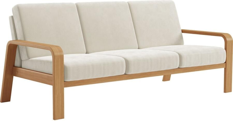 Sit&more 3-zitsbank Kolding Armleuningen van eikenkleurig beukenhout verschillende bekledingen en kleuren - Foto 4