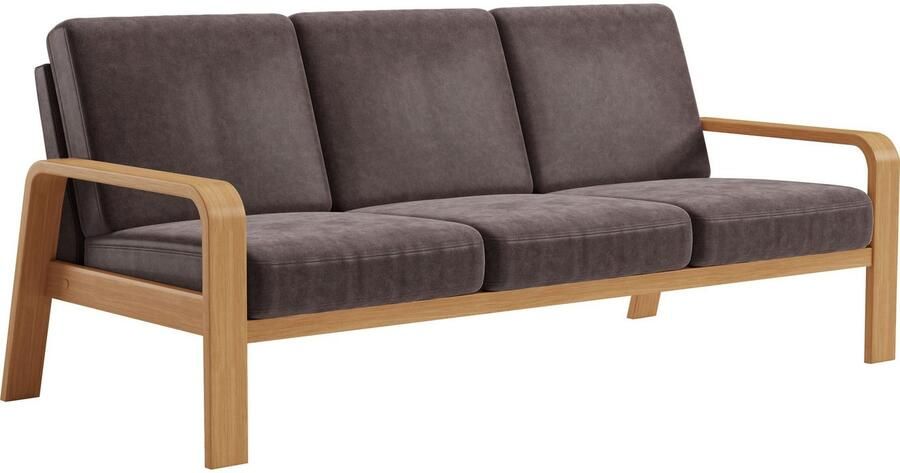 Sit&more 3-zitsbank Kolding Armleuningen van eikenkleurig beukenhout verschillende bekledingen en kleuren