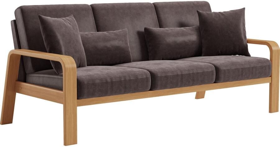 Sit&more 3-zitsbank Kolding Armleuningen van eikenkleurig beukenhout verschillende bekledingen en kleuren - Foto 5