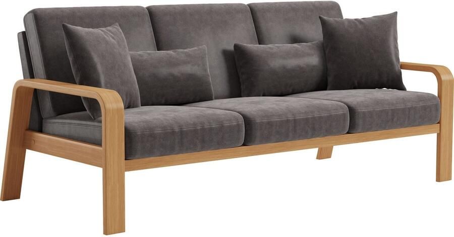 Sit&more 3-zitsbank Kolding Armleuningen van eikenkleurig beukenhout verschillende bekledingen en kleuren - Foto 4