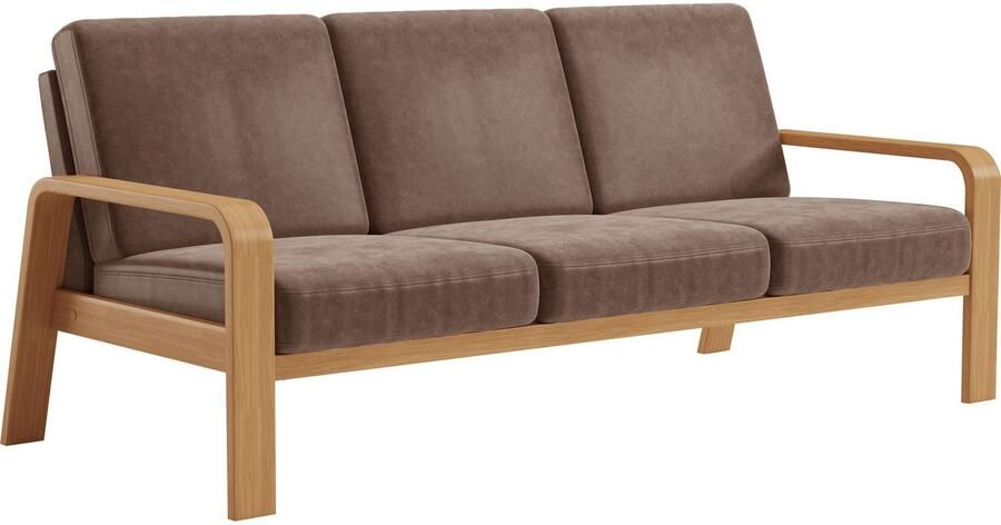Sit&more 3-zitsbank Kolding Armleuningen van eikenkleurig beukenhout verschillende bekledingen en kleuren
