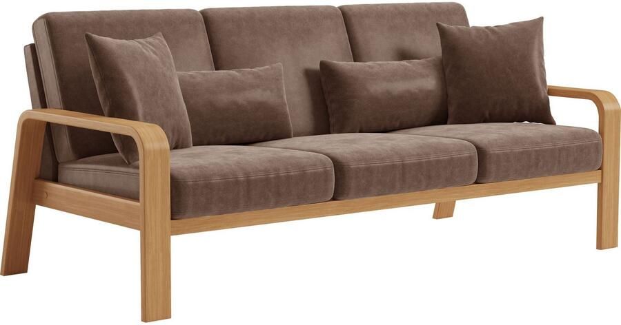 Sit&more 3-zitsbank Kolding Armleuningen van eikenkleurig beukenhout verschillende bekledingen en kleuren - Foto 5