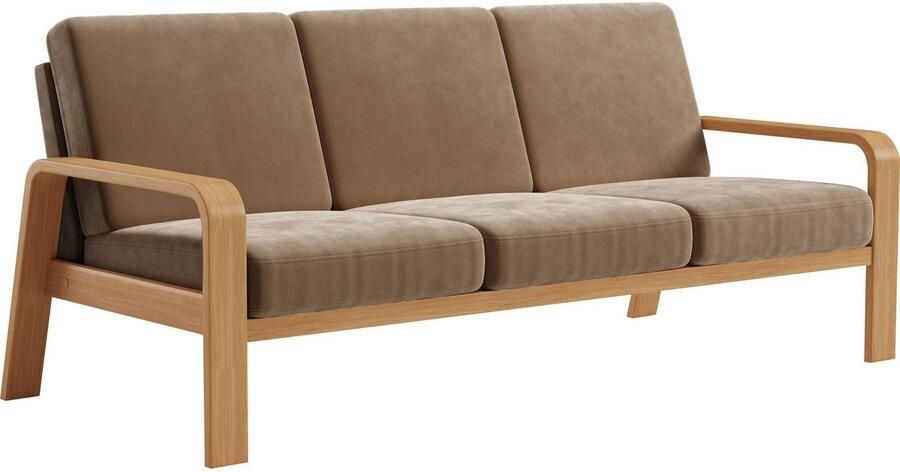 Sit&more 3-zitsbank Kolding Armleuningen van eikenkleurig beukenhout verschillende bekledingen en kleuren - Foto 4