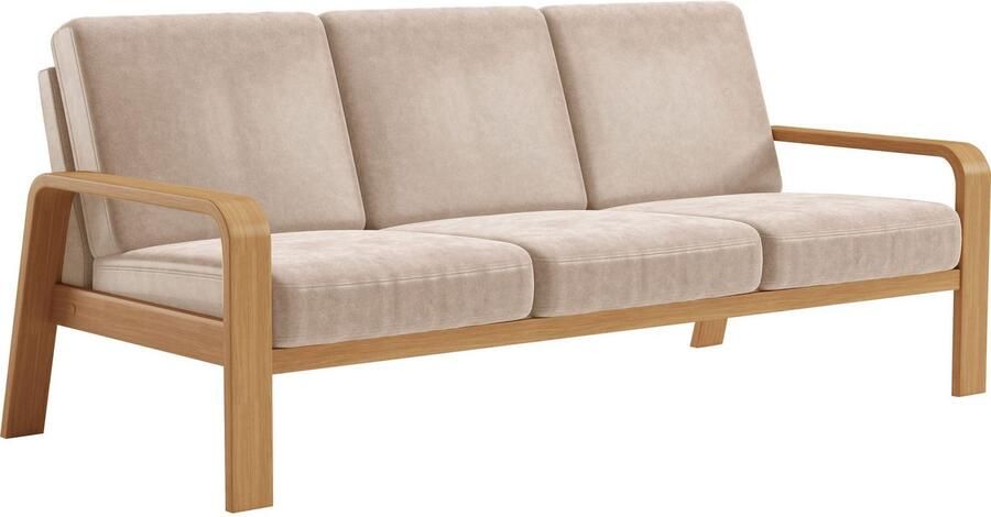 Sit&more 3-zitsbank Kolding Armleuningen van eikenkleurig beukenhout verschillende bekledingen en kleuren