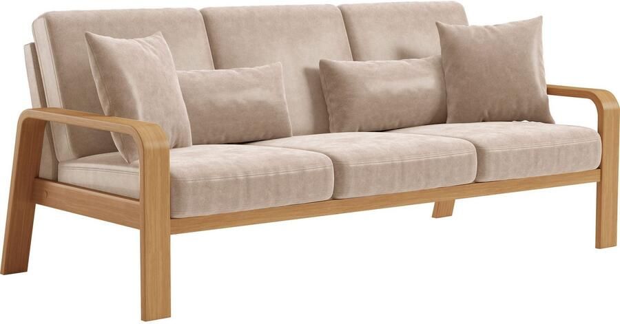 Sit&more 3-zitsbank Kolding Armleuningen van eikenkleurig beukenhout verschillende bekledingen en kleuren - Foto 5