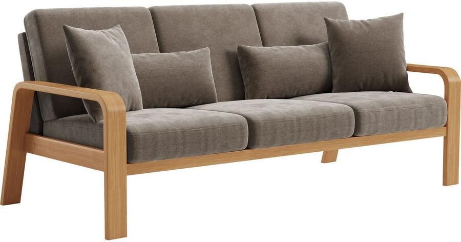 Sit&more 3-zitsbank Kolding Armleuningen van eikenkleurig beukenhout verschillende bekledingen en kleuren - Foto 3