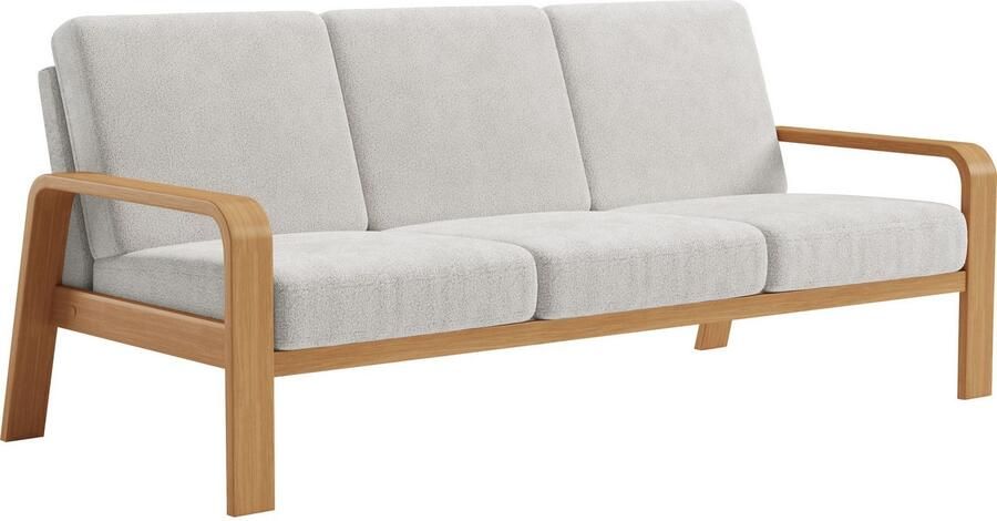 Sit&more 3-zitsbank Kolding Armleuningen van eikenkleurig beukenhout verschillende bekledingen en kleuren