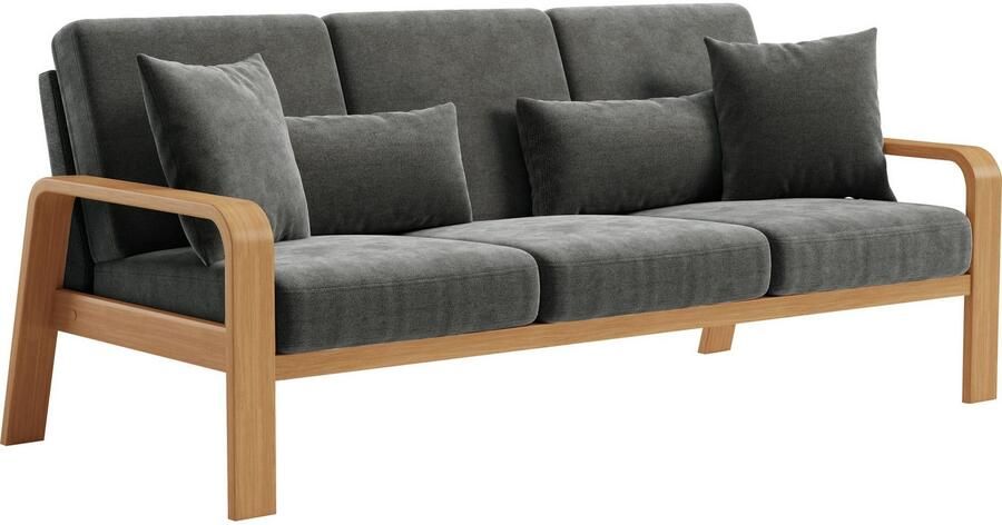 Sit&more 3-zitsbank Kolding Armleuningen van eikenkleurig beukenhout verschillende bekledingen en kleuren - Foto 3