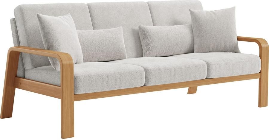 Sit&more 3-zitsbank Kolding Armleuningen van eikenkleurig beukenhout verschillende bekledingen en kleuren - Foto 3