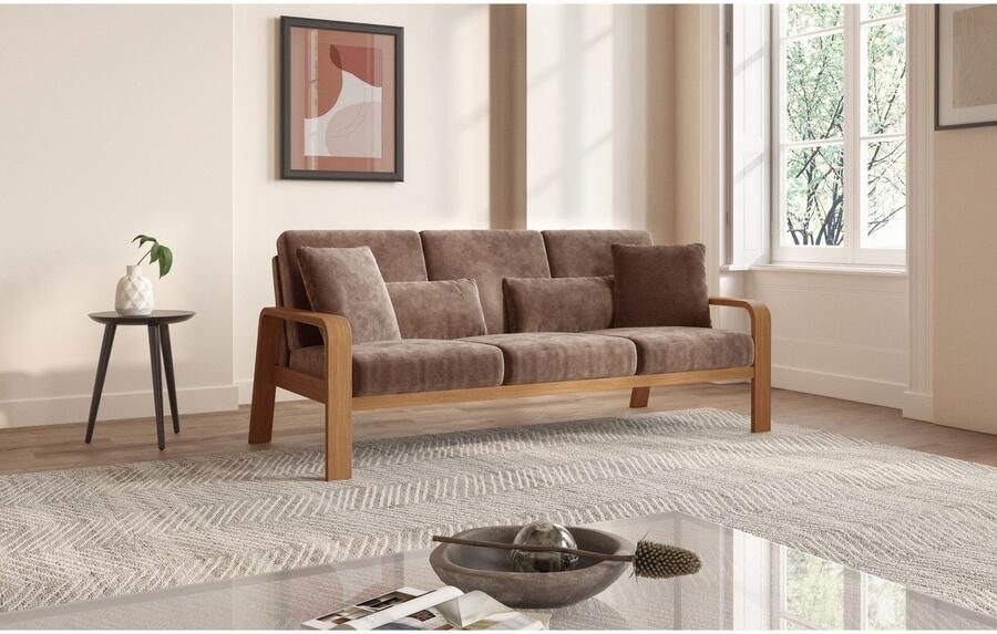 Sit&more 3-zitsbank Kolding Armleuningen van eikenkleurig beukenhout verschillende bekledingen en kleuren - Foto 4