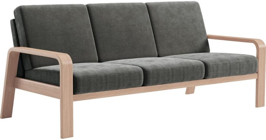 Sit&more 3-zitsbank Kolding Armleuningen van natuurlijk beukenhout verschillende bekledingen en kleuren