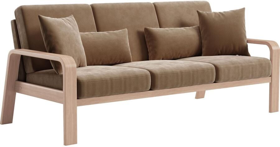Sit&more 3-zitsbank Kolding Armleuningen van natuurlijk beukenhout verschillende bekledingen en kleuren - Foto 5