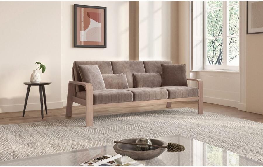 Sit&more 3-zitsbank Kolding Armleuningen van natuurlijk beukenhout verschillende bekledingen en kleuren - Foto 4