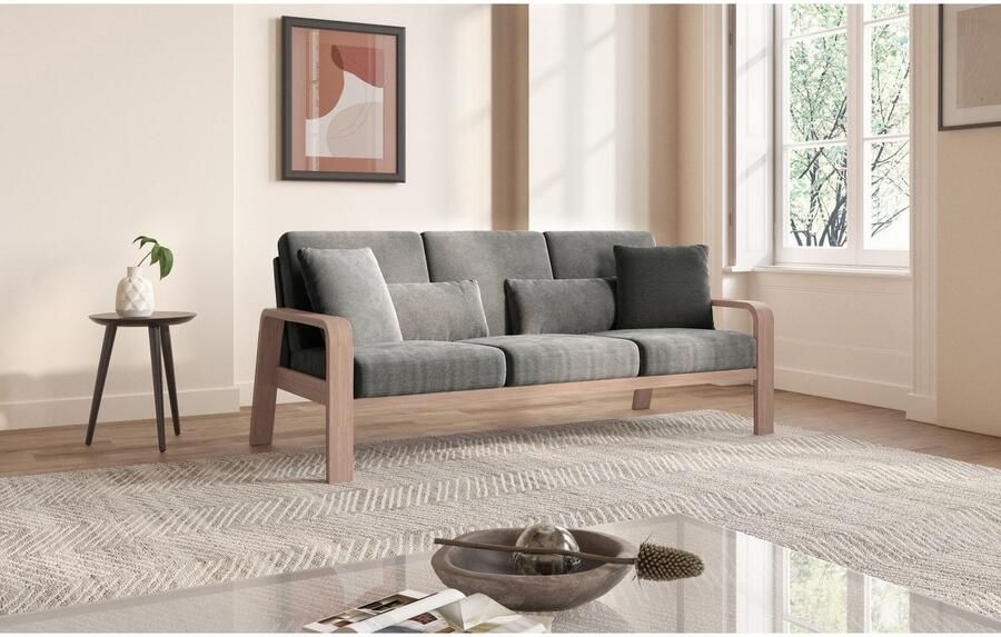 Sit&more 3-zitsbank Kolding Armleuningen van natuurlijk beukenhout verschillende bekledingen en kleuren - Foto 4