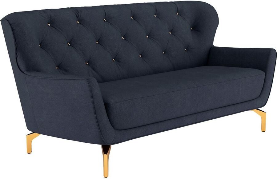 Sit&more 3-zitsbank Orient 3 incl. 2 sierkussens met strassteentjes goudkleurige metalen poten - Foto 3
