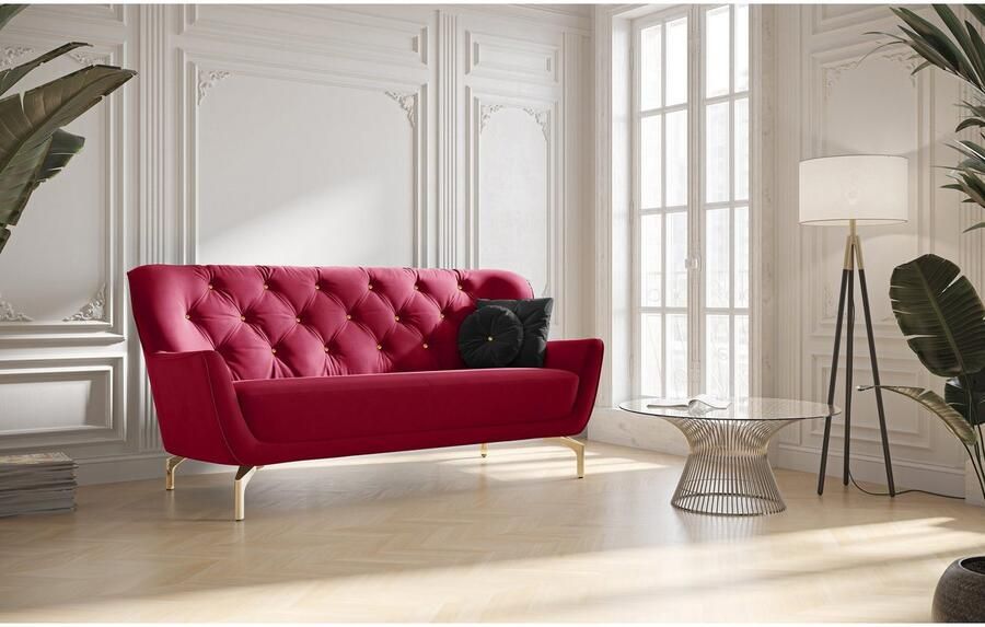 Sit&more 3-zitsbank Orient 3 incl. 2 sierkussens met strassteentjes goudkleurige metalen poten - Foto 5