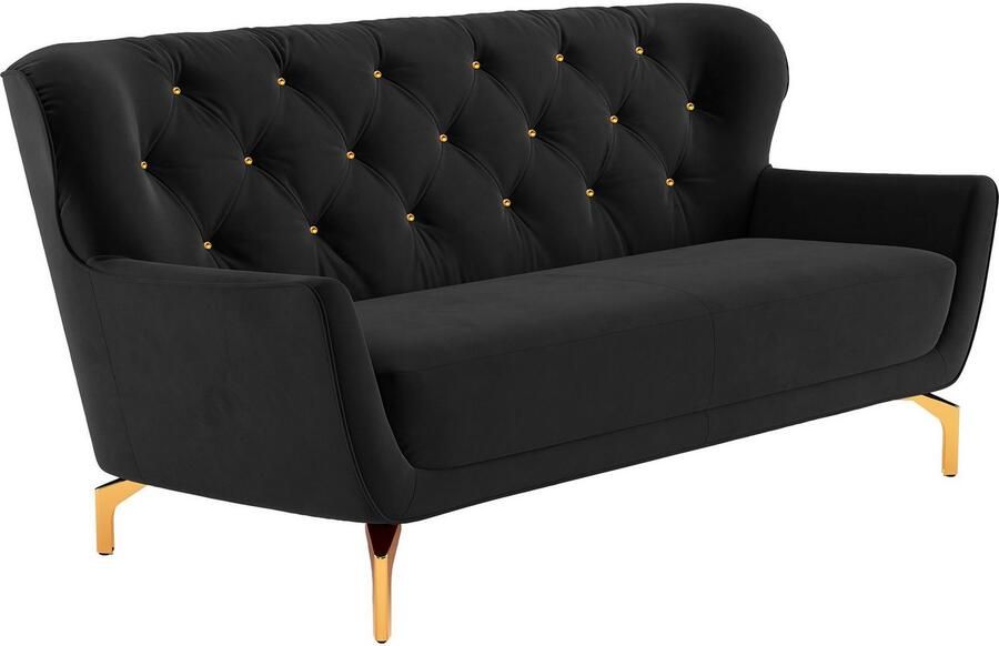 Sit&more 3-zitsbank Orient 3 incl. 2 sierkussens met strassteentjes goudkleurige metalen poten - Foto 3