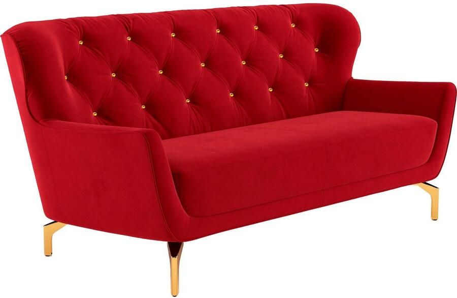 Sit&more 3-zitsbank Orient 3 incl. 2 sierkussens met strassteentjes goudkleurige metalen poten - Foto 3