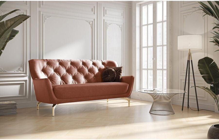 Sit&more 3-zitsbank Orient 3 incl. 2 sierkussens met strassteentjes goudkleurige metalen poten - Foto 5