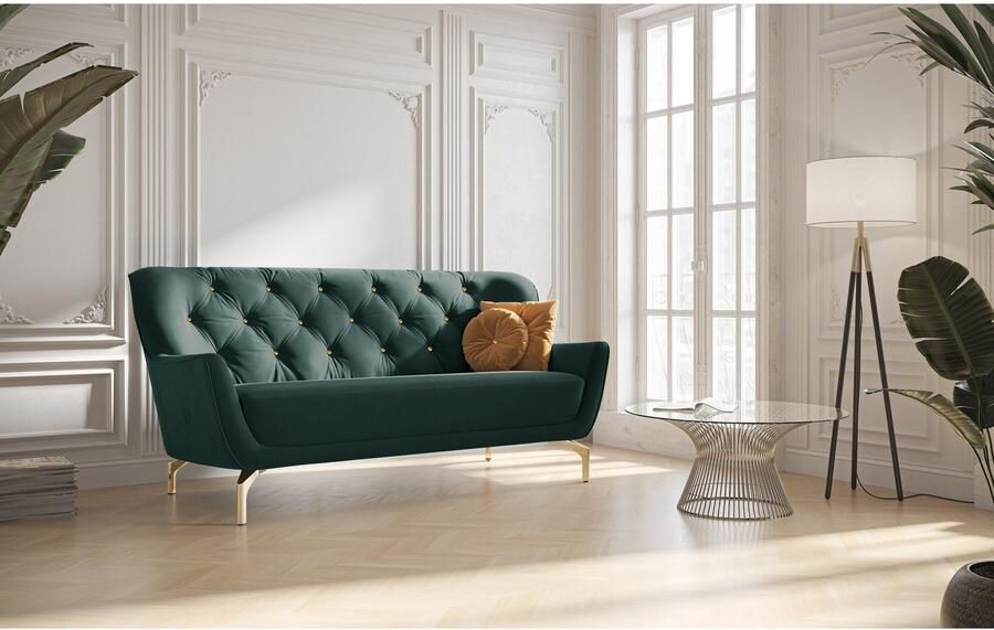 Sit&more 3-zitsbank Orient 3 incl. 2 sierkussens met strassteentjes goudkleurige metalen poten - Foto 5