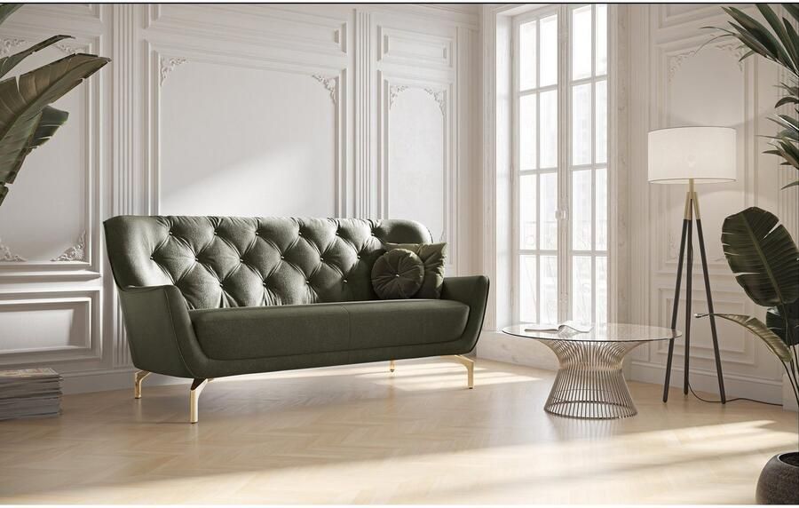 Sit&more 3-zitsbank Orient 3 incl. 2 sierkussens met strassteentjes goudkleurige metalen poten - Foto 5