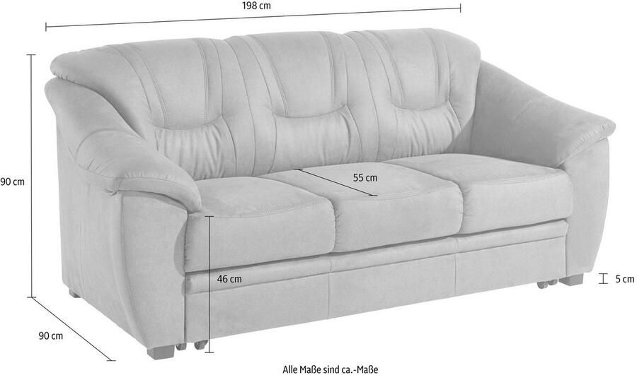 Sit&more 3-zitsbank Safira inclusief comfortabele binnenvering naar keuze met slaapfunctie - Foto 6