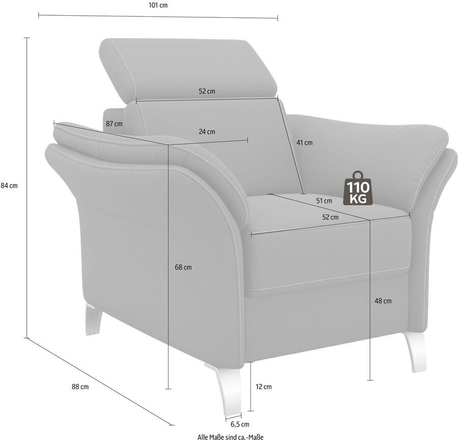 Sit&more Fauteuil Vincenzo inclusief verstelbaar hoofdeind