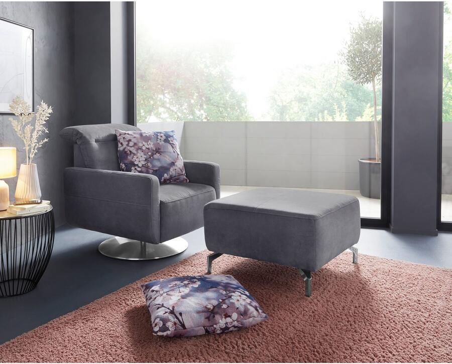 Sit&more Hocker GIZEH Poothoogte 15 cm naar keuze in 2 verschillende pootkleuren - Foto 2