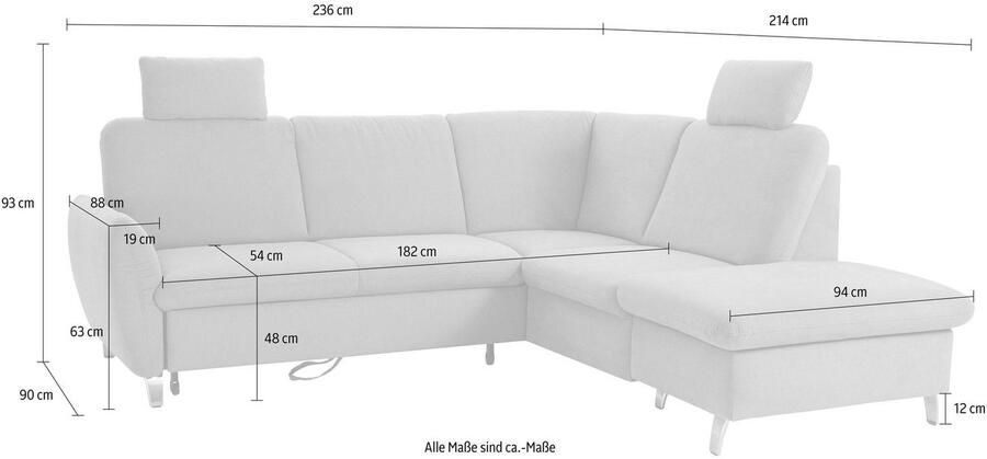 Sit&more Hoekbank Daytona L-vorm met binnenvering twee hoofdsteunen en naar keuze met slaapfunctie - Foto 5