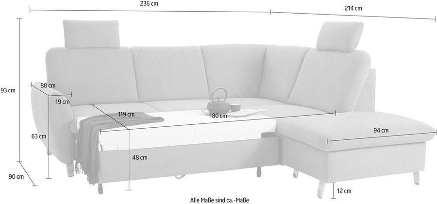 Sit&more Hoekbank Daytona L-vorm met binnenvering twee hoofdsteunen en naar keuze met slaapfunctie - Foto 4