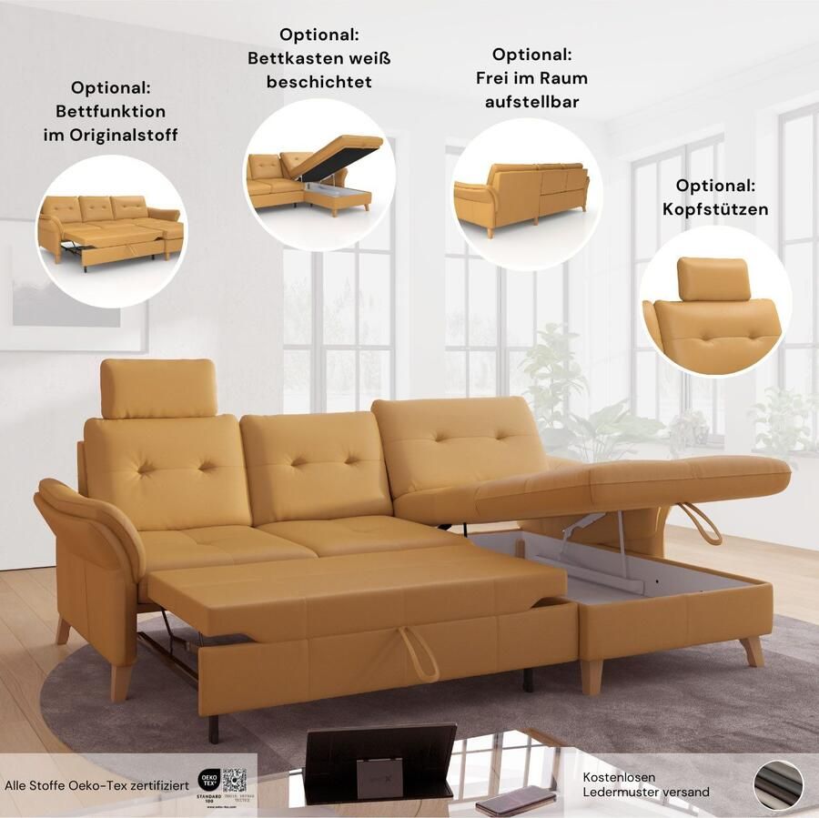 Sit&more Hoekbank Göteborg Zitdiepteverstelling en binnenvering naar keuze met slaapfunctie