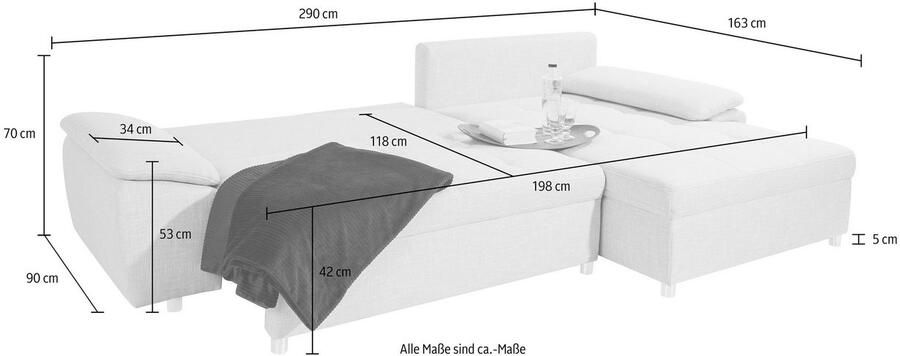 Sit&more Hoekbank Labene L-vorm naar keuze met slaapfunctie en bedkist ook als xxl-variant - Foto 6