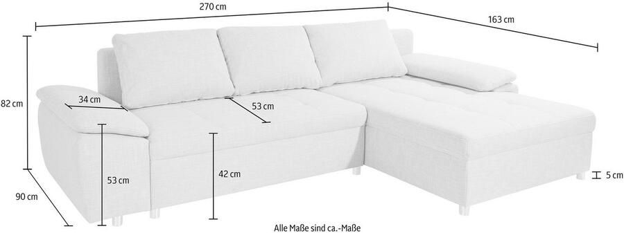 Sit&more Hoekbank Labene L-vorm naar keuze met slaapfunctie en bedkist ook als xxl-variant - Foto 8