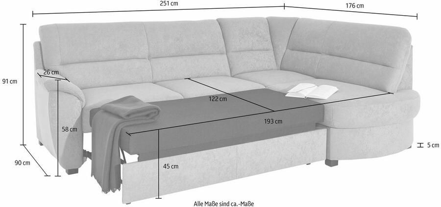 Sit&more Hoekbank Pandora L-vorm naar keuze met slaapfunctie en bedkist - Foto 8