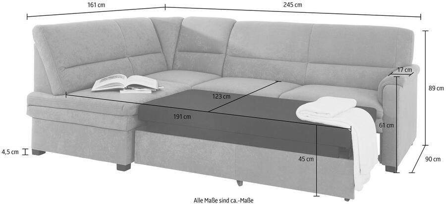Sit&more Hoekbank Pisa L-vorm met binnenvering naar keuze met slaapfunctie - Foto 4