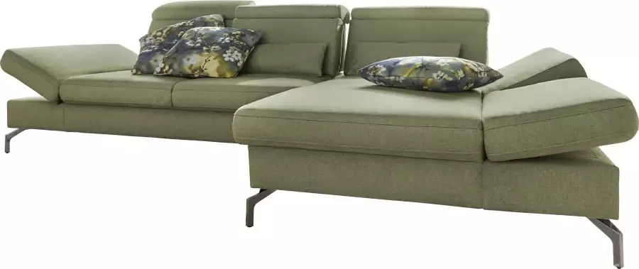 sit&more Hoekbank Poothoogte 15 cm inclusief verstelbare zitdiepte armleuningen en hoofdeind