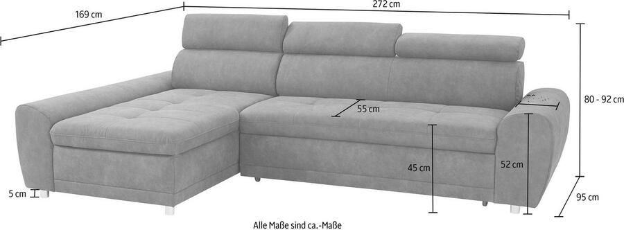 Sit&more Hoekbank Riva L-vorm inclusief verstelbare hoofdsteun naar keuze met slaapfunctie - Foto 5
