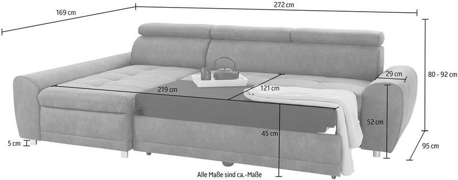 Sit&more Hoekbank Riva L-vorm inclusief verstelbare hoofdsteun naar keuze met slaapfunctie - Foto 4