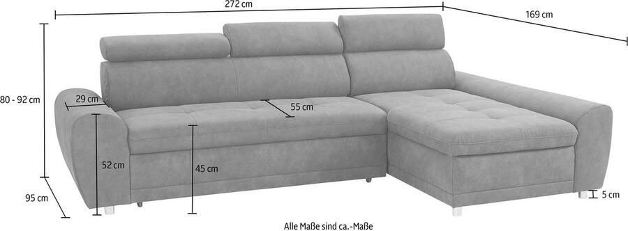 Sit&more Hoekbank Riva L-vorm inclusief verstelbare hoofdsteun naar keuze met slaapfunctie - Foto 4