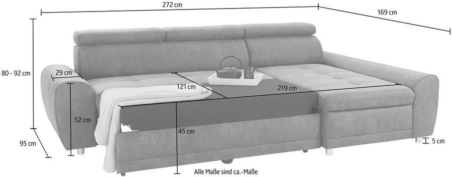 Sit&more Hoekbank Riva L-vorm inclusief verstelbare hoofdsteun naar keuze met slaapfunctie - Foto 4