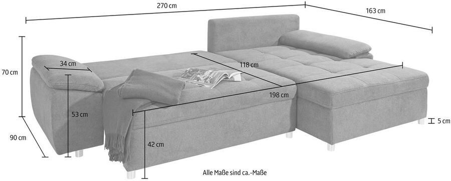 Sit&more Hoekbank Labene L-vorm naar keuze met slaapfunctie en bedkist ook als xxl-variant - Foto 9