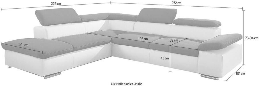 Sit&more Hoekbank Valentine L-vorm B: 272 cm met arm- en hoofddeelverstelling optioneel met bedfunctie - Foto 1