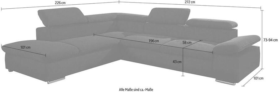 Sit&more Hoekbank Valentine L-vorm B: 272 cm met arm- en hoofddeelverstelling optioneel met bedfunctie - Foto 8