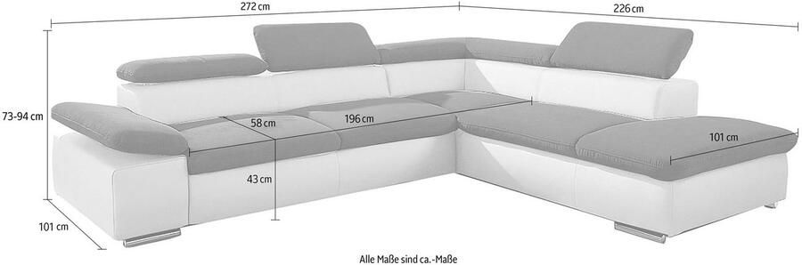 Sit&more Hoekbank Valentine L-vorm B: 272 cm met arm- en hoofddeelverstelling optioneel met bedfunctie - Foto 5