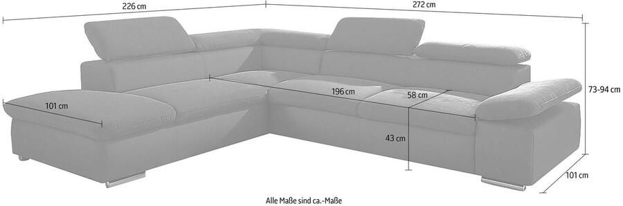 Sit&more Hoekbank Valentine L-vorm B: 272 cm met arm- en hoofddeelverstelling optioneel met bedfunctie - Foto 1