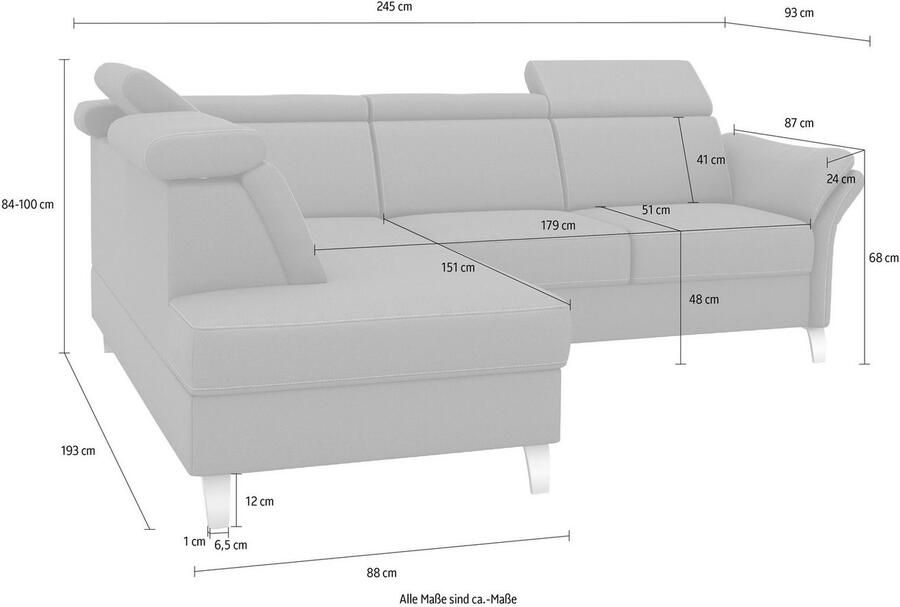 Sit&more Hoekbank Vincenzo L-vorm met verstelbare hoofdsteun naar keuze met slaapfunctie bedkist - Foto 3