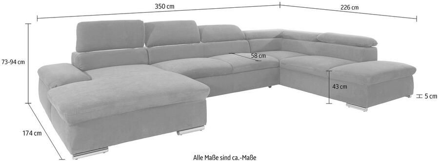 Home affaire Zithoek Westerland U-vorm Binnenvering slaapfunctie naar keuze bergruimte en armleuningverstelling - Foto 20