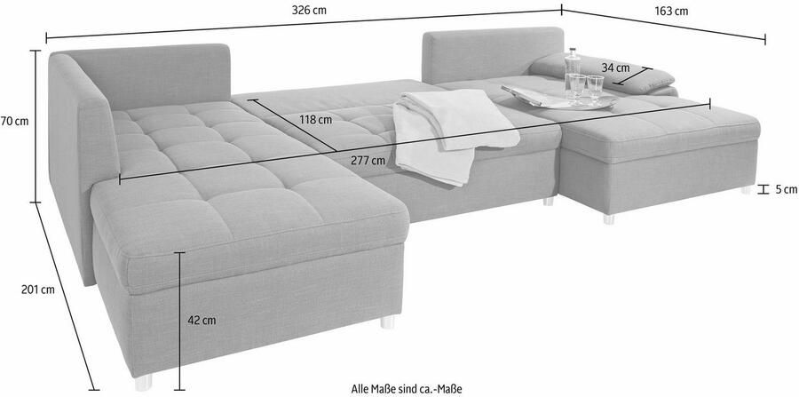 Sit&more Zithoek Labene U-vorm naar keuze met slaapfunctie en bedkist - Foto 8