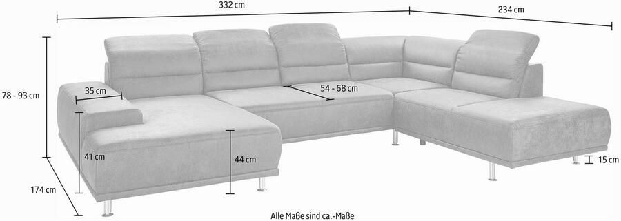 Sit&more Zithoek Mariola U-vorm met binnenvering inclusief hoofdbord- en zitdiepteverstelling - Foto 4